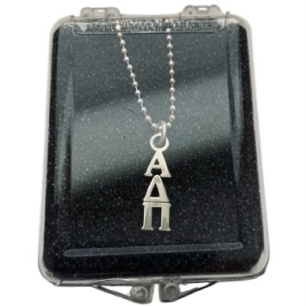 STERLING SILVER SORORITY Alpha Delta Pi Vertical Necklace ADPI NIB VINTAGE 2011